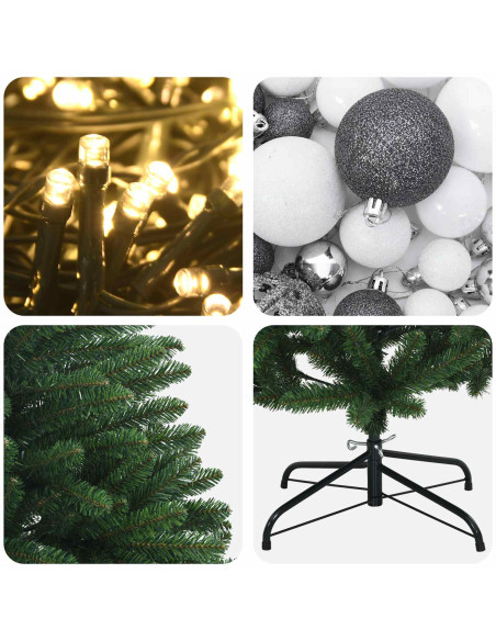 Albero di Natale artificiale verde medio con palline 240 cm