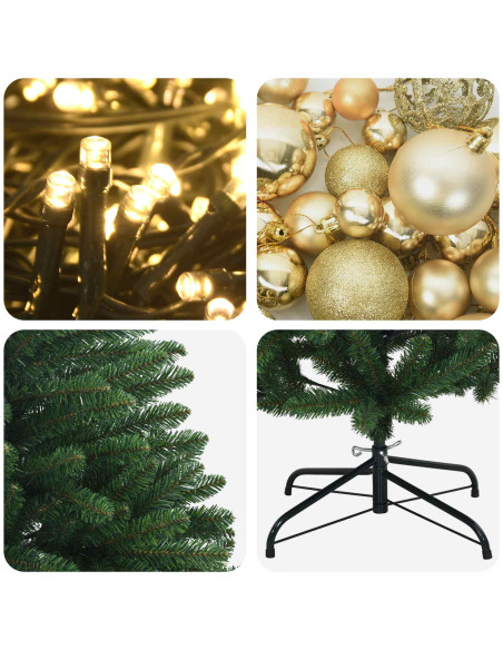 Albero di Natale artificiale verde medio con palline 210 cm