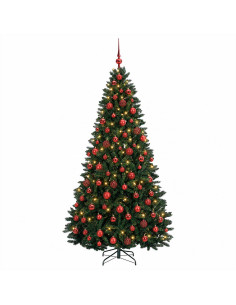 Albero di Natale artificiale verde scuro con palline 180 cm 2