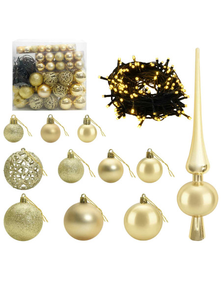 Albero di Natale artificiale con palline 180 cm 300 LED