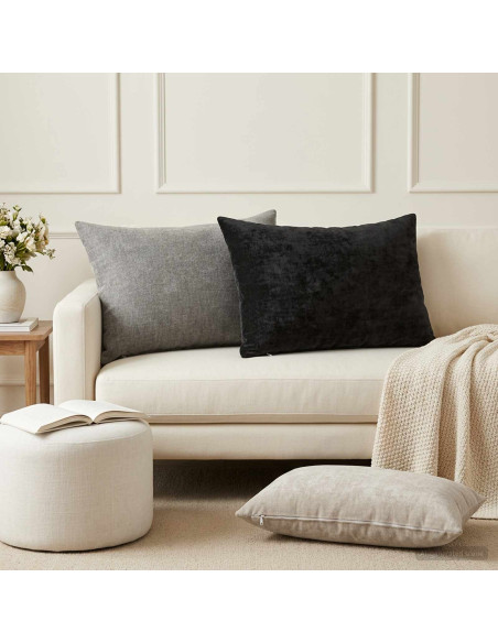 Federa 2 pz HEERLEN Grigio Chiaro 50 x 70 cm Tessuto Chenille