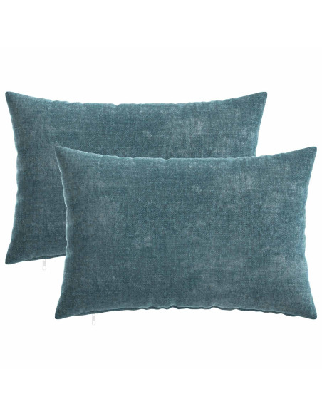 Federa 2 pz HEERLEN Blu 50 x 70 cm Tessuto Chenille