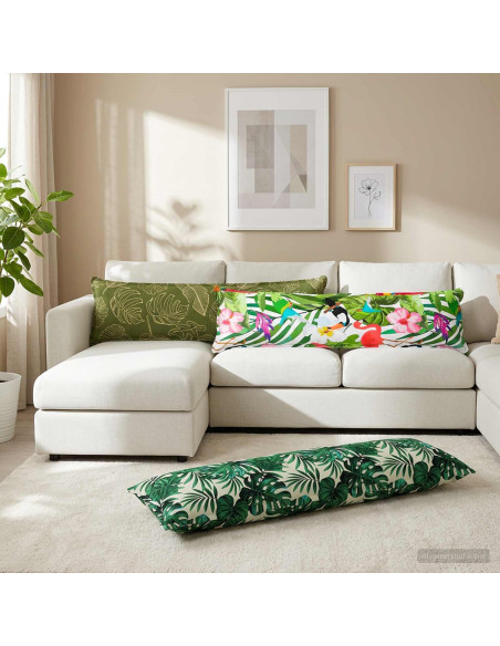 Cuscino Foglia HOUTEN Motivo a Foglie 40 x 145 cm Poliestere
