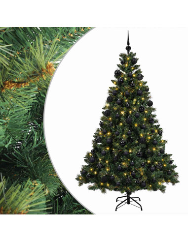 Albero di Natale Artificiale con Palline 210 cm 300 LED
