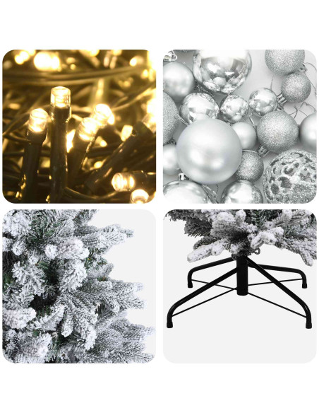 Albero di Natale artificiale con palline 180 cm 300 LED