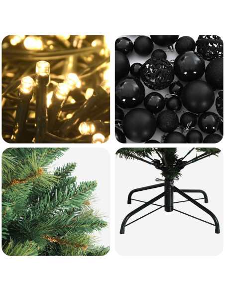 Albero di Natale Artificiale con Palline 210 cm 300 LED