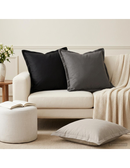 Federa 12 pz HOUTEN Grigio 45 x 45 cm Poliestere