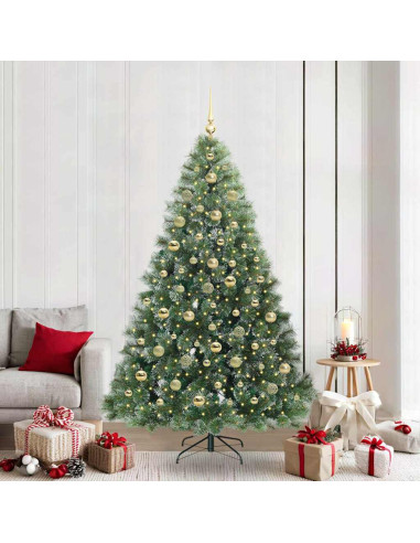 Albero di Natale artificiale con 300 LED Verde 210 cm PE e PVC