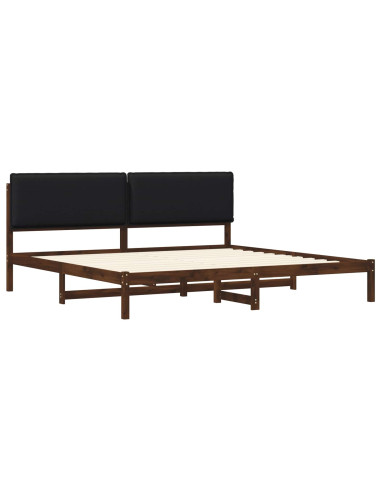 Letto con Testiera Rivestita Marrone scuro e Nero 180 x 200 cm