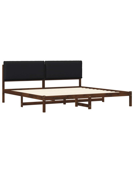 Letto con Testiera Rivestita Marrone scuro e Nero 180 x 200 cm