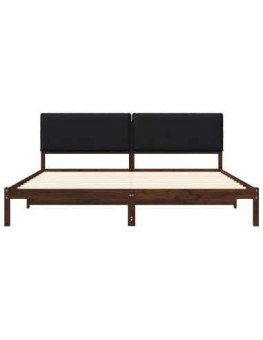Letto con Testiera Rivestita Marrone scuro e Nero 180 x 200 cm