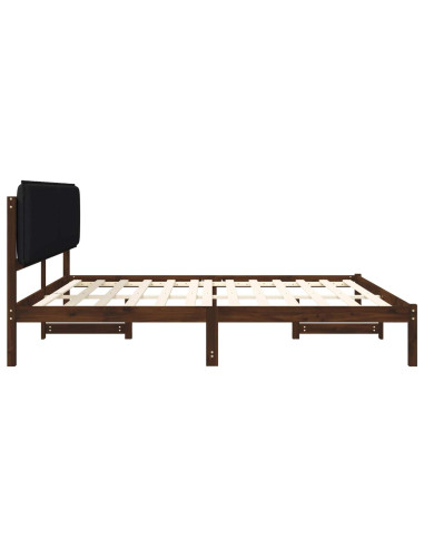 Letto con Testiera Rivestita Marrone scuro e Nero 180 x 200 cm