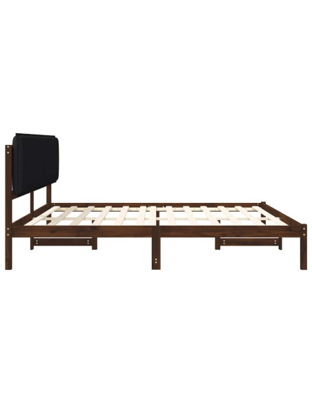 Letto con Testiera Rivestita Marrone scuro e Nero 180 x 200 cm