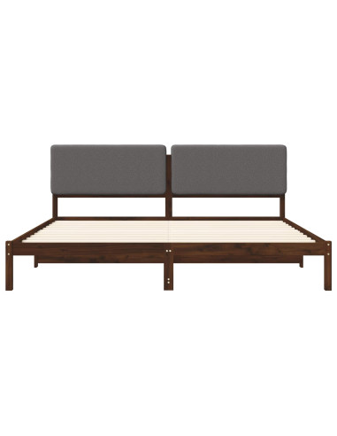 Letto con Testiera Rivestita Marrone scuro e grigio chiaro