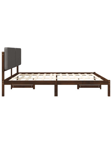 Letto con Testiera Rivestita Marrone scuro e grigio chiaro