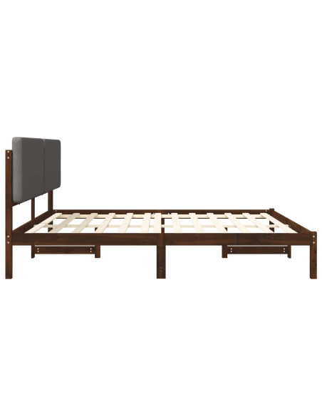 Letto con Testiera Rivestita Marrone scuro e grigio chiaro