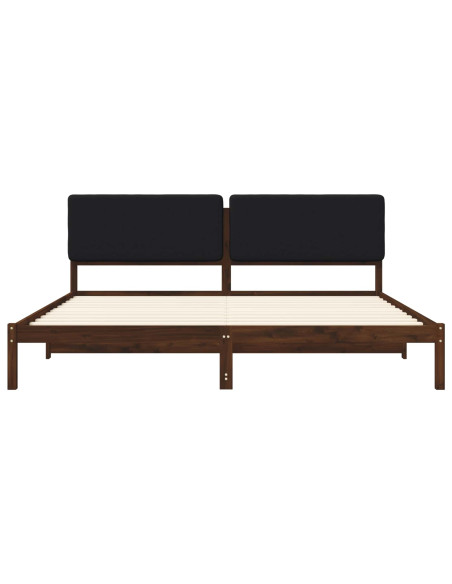 Letto con Testiera Rivestita Marrone scuro e Nero 200 x 200 cm