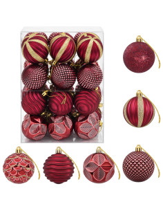 Set di Palline di Natale 36 pz Rosso Vino 6 cm Polistirolo
