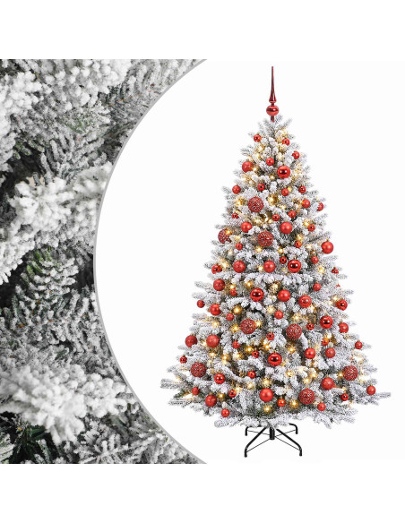 Albero di Natale Artificiale con Palline 180 cm 300 LED