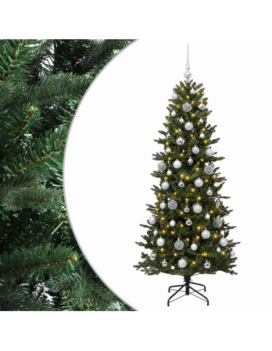 Albero di Natale artificiale con palline 180 cm 300 LED