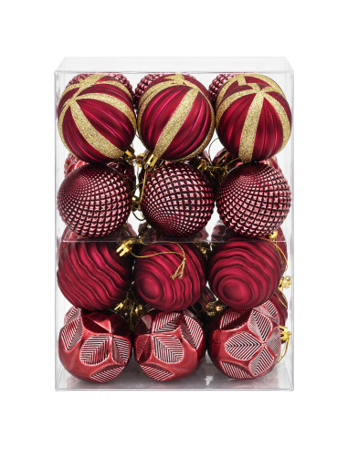 Set di Palline di Natale 36 pz Rosso Vino 6 cm Polistirolo