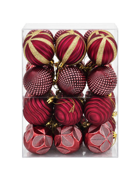 Set di Palline di Natale 36 pz Rosso Vino 6 cm Polistirolo