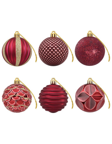 Set di Palline di Natale 36 pz Rosso Vino 6 cm Polistirolo