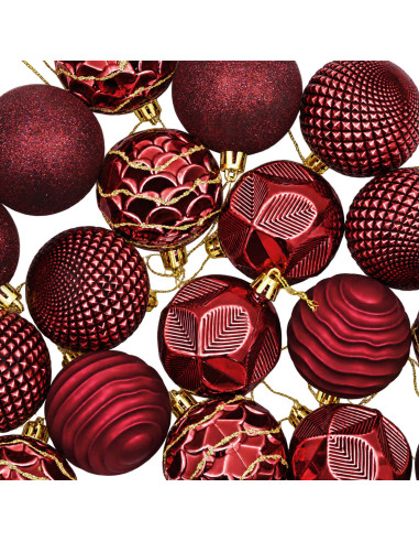 Set di Palline di Natale 36 pz Rosso Vino 6 cm Polistirolo