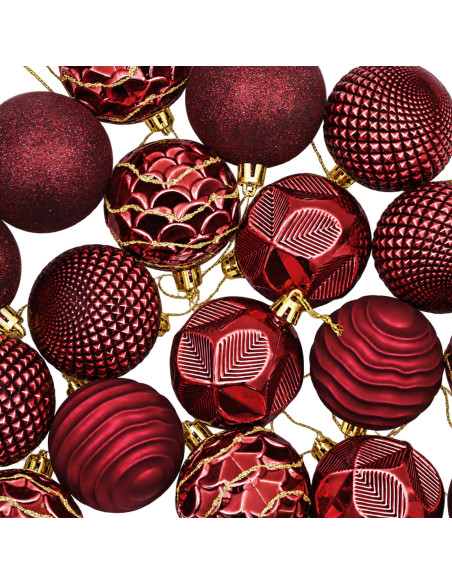 Set di Palline di Natale 36 pz Rosso Vino 6 cm Polistirolo