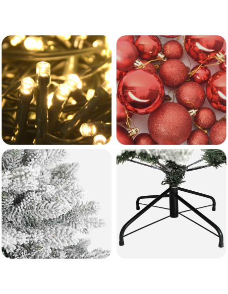 Albero di Natale Artificiale con Palline 180 cm 300 LED