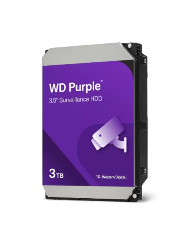 HD WD SATA3 3TB 3.5" PURPLE INTELLIPOWER 128mb cache 24x7 - (Ideali per DVR/PVR) WD34PURZ - Gar. 3 anni