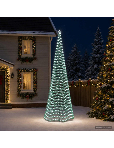 Albero di Natale a LED in tinsel con picchetto EKENAS 500 cm