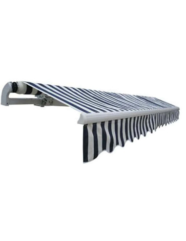 Tenda da Sole Pieghevole 600 cm Blu Marino e Bianco
