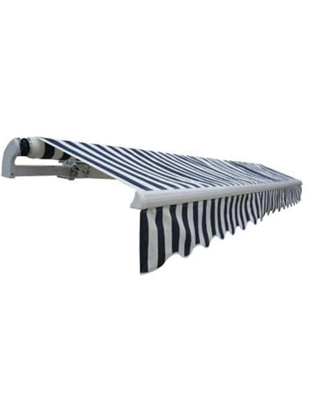 Tenda da Sole Pieghevole 600 cm Blu Marino e Bianco