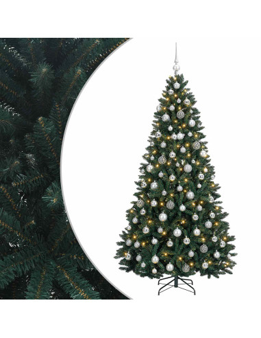 Albero di Natale artificiale verde scuro con palline 210 cm