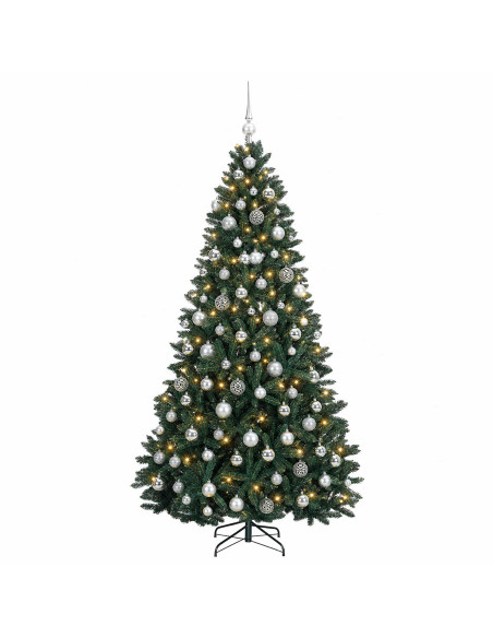 Albero di Natale artificiale verde scuro con palline 210 cm