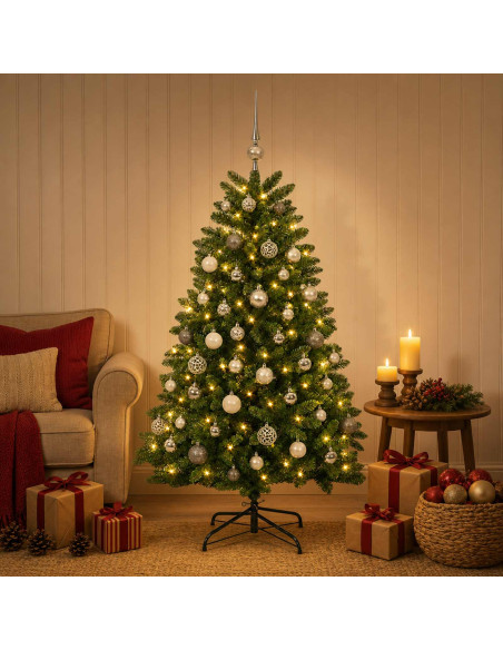 Albero di Natale artificiale verde medio con palline 150 cm
