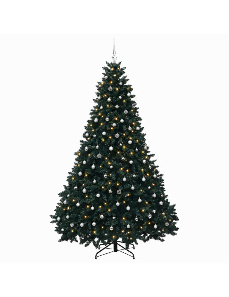 Albero di Natale artificiale verde scuro con palline 270 cm