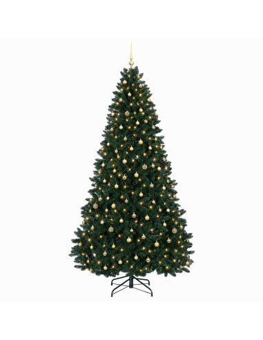 Albero di Natale artificiale verde scuro con palline 270 cm