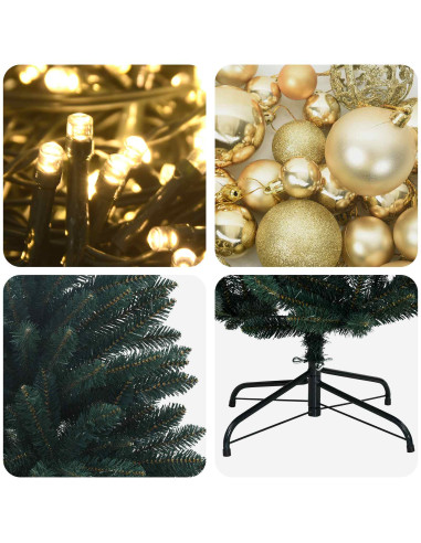 Albero di Natale artificiale verde scuro con palline 270 cm