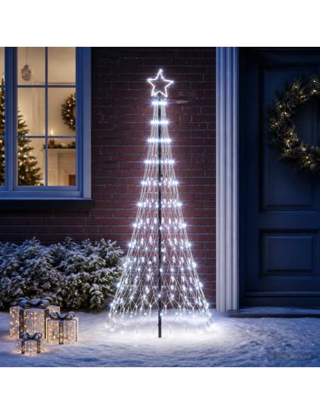 Albero di Natale LED 180 cm 230 LED Bianco freddo Ferro Nero