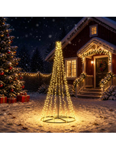 Albero di Natale LED 235 cm 1000 LED Bianco caldo Acciaio Nero