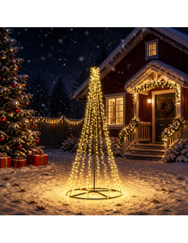 Albero di Natale LED 235 cm 1000 LED Bianco caldo Acciaio Nero