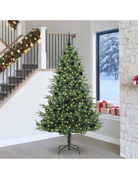 Albero di Natale Artificiale Pre-illuminato con Set di Palline