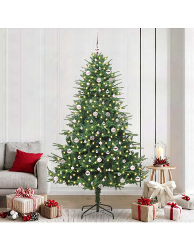 Albero di Natale Artificiale Pre-illuminato con Set di Palline