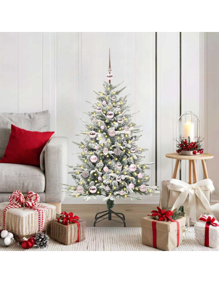 Albero di Natale Artificiale Pre-illuminato con Set di Palline