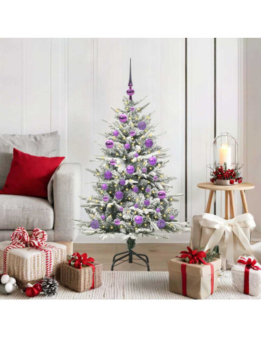Albero di Natale Artificiale Pre-illuminato con Set di Palline