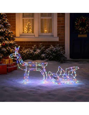 Decorazione natalizia con renna e slitta LOVIISA 240 LED