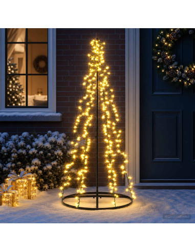 Albero di Natale LED 165 cm 540 LED Bianco caldo Acciaio Nero