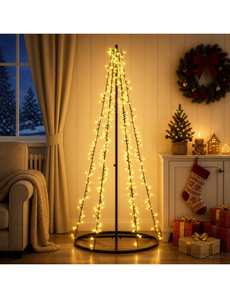 Albero di Natale LED 165 cm 540 LED Bianco caldo Acciaio Nero